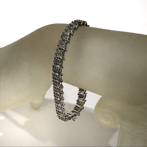 2 Carat Genuine Natural Diamond Tennis S Link Bracelet 10k White gold - Picture 4 of 14